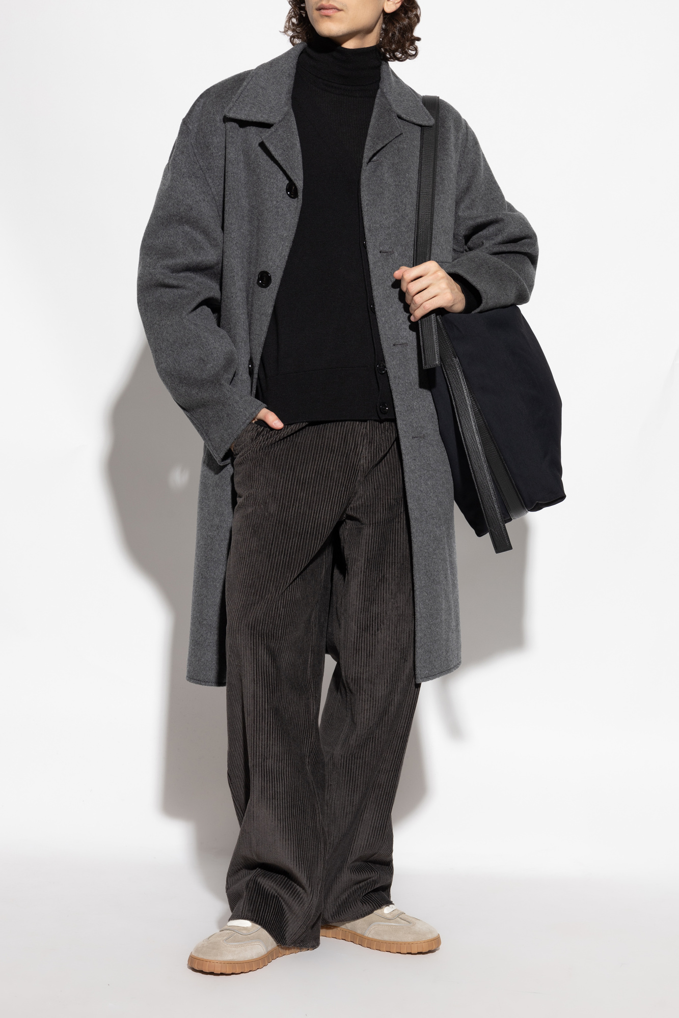 Black Wool cardigan with embroidered logo Ami Alexandre Mattiussi